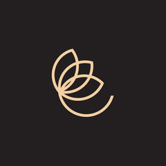 flower logo illustration. Floral wreaths. Botanical floral emblem with typography on black background