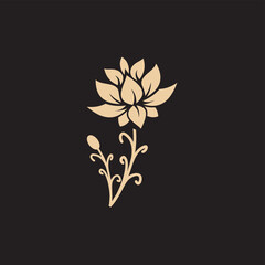 flower logo illustration. Floral wreaths. Botanical floral emblem with typography on black background