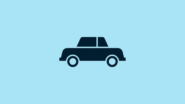 Blue Car icon isolated on blue background. 4K Video motion graphic animation