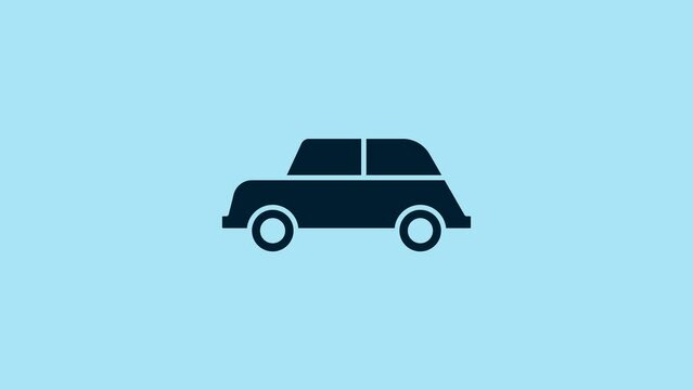 Blue Car icon isolated on blue background. 4K Video motion graphic animation