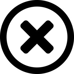 Obraz premium Black X Cross No Sign Wrong or Decline or Error Round Circle Icon. Vector Image. 