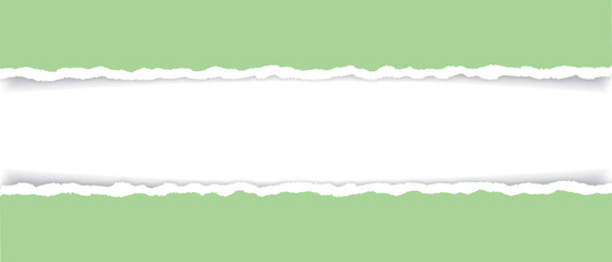Fototapeta premium vector green colored torn paper banner with ripped edges with space for your text on white background 