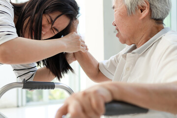 Angry asian old elderly people with mood disorders,violent aggressive abnormal behavior,personality...