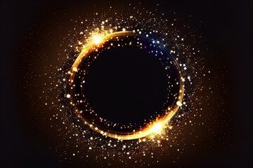 beautiful abstract effect, circle frame sparkle light in black background