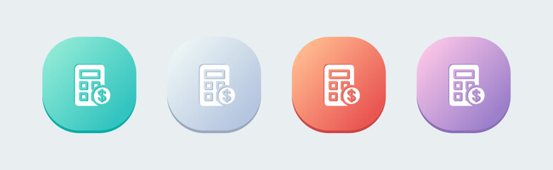 Calculator solid icon in flat design style. Finance signs vector illustration.