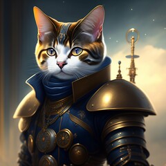 generative AI art of a cat wearing armour