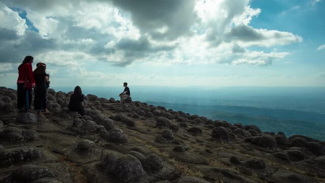 Time lapse of dry rock stones in Lan Hin Pum, Phu Hin Rong Kla National Park, Phitsanulok, Thailand. 