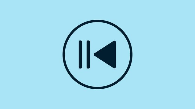 Blue Rewind icon isolated on blue background. 4K Video motion graphic animation