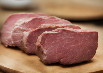 Fototapeta premium Realistic illustration of raw pork meat, using Generative AI