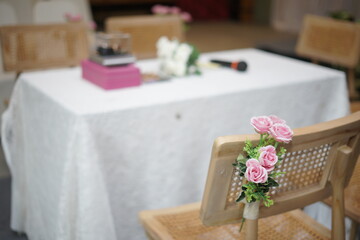 Naklejka na ściany i meble Table and Chairs Arrangement for Muslim Wedding Ceremony