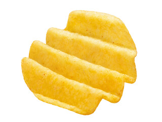Single fluted potato chip, isolated on white background