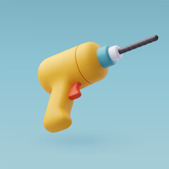 3d Vector Drill and Screw Driver Gun, Drilling Machine Icon for Web Design.