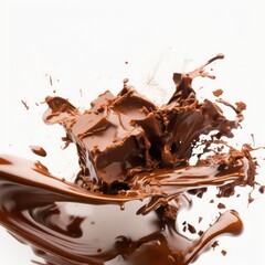 Fototapeta na wymiar 3D chocolate splash isolated on white background. Cocoa splash for ads. Generative AI. 