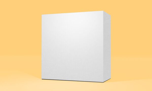 Realistic 3D box mock-up on white background.3D Rendering Stock Illustration