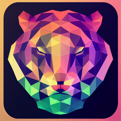 Fototapeta premium tiger line geometric square lowpoly abstract app icon Generative AI Content by Midjourney
