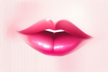 Lip isolated on white background. Red and pink lip for ads banner about lips skincare or lipstick illustration. Generative AI.