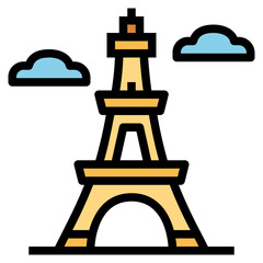 eiffel tower filled outline icon style