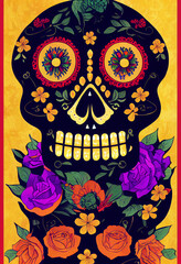 Day of the dead or dia de muertos banner illustration art Generative AI Content by Midjourney