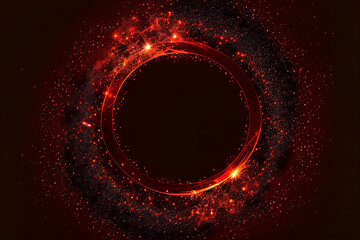 beautiful abstract effect, red sparkle light circle frame in black background