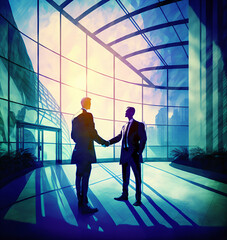 Fototapeta na wymiar Two business men come to an agreement as they shake hands