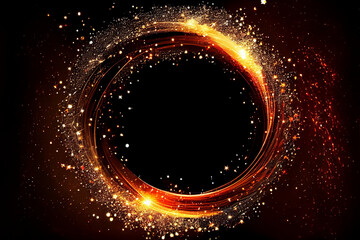 beautiful abstract effect, red sparkle light circle frame in black background