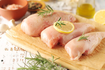 Chicken fillet with pepper and green ready for cooking	
