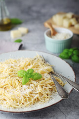 Spaghetti with italian cheese pecorino romano