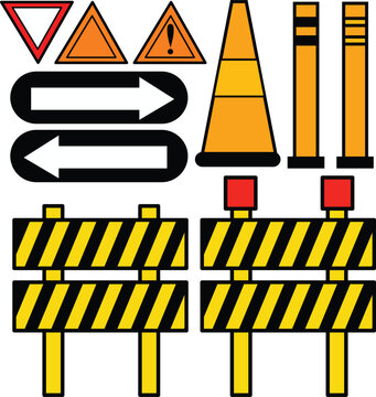 set of road construction sign. road warning sign vector