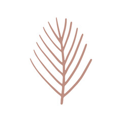 Christmas tree branch. Holiday boho modern shape of Christmas tree. Vector image for Christmas.