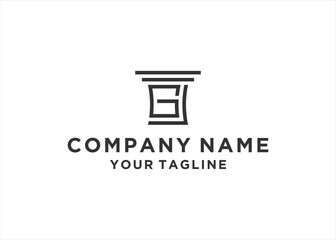 Creative Law firm pillar with GL letter logo design template	
