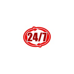 24 hours 7 days in week support icon isolated on white background
