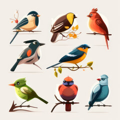 different bird flat icon type funny character