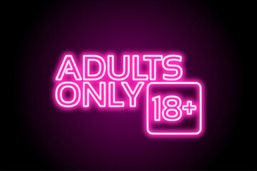 Adults only neon sign icon text