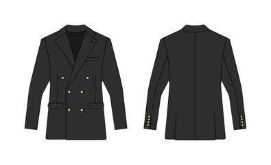 Naklejka premium Double breasted suit jacket vector template illustration | black