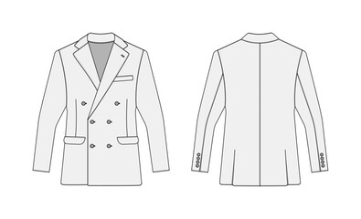 Double breasted suit jacket vector template illustration | white