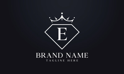 Diamond crown vector. Luxury queen logo for jewelry vector with letters