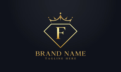 Diamond crown vector. Luxury queen logo for jewelry vector with letters