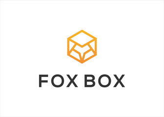 fox box cube geometric logo vector template
