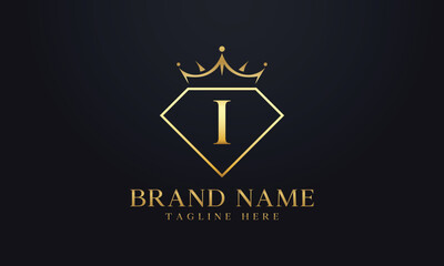 Diamond crown vector. Luxury queen logo for jewelry vector with letters