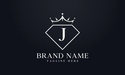 Diamond crown vector. Luxury queen logo for jewelry vector with letters