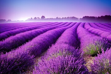 Naklejka na ściany i meble Lavender field at the early morning