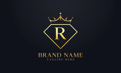 Diamond crown vector. Luxury queen logo for jewelry vector with letters