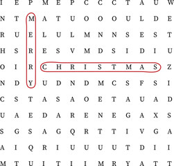 Merry Christmas Wishes Highlighted in Alphabetic letters 