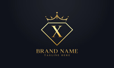 Diamond crown vector. Luxury queen logo for jewelry vector with letters