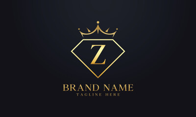 Diamond crown vector. Luxury queen logo for jewelry vector with letters