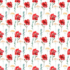 Watercolor seamless pattern with Decorative bright flowers