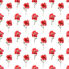 Watercolor seamless pattern with Decorative bright flowers