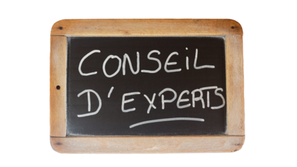 les mots "conseil d'experts" écrit en français sur une ardoise