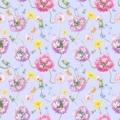 Floral seamless pattern, watercolor. Hand drawn background. Floral pattern for wallpaper or fabric.