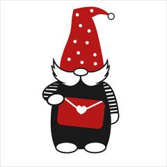 Cute three Valentine gnomes holding heart . Vector illustration